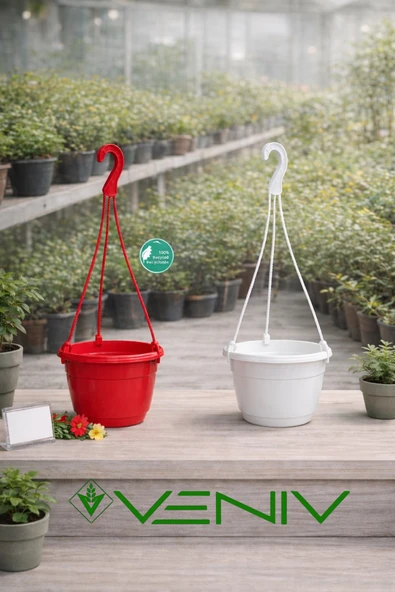 2 Adet Askılı Dekoratif Saksı 18 cm Çap Yükseklik 12 cm ürün görseli 1
