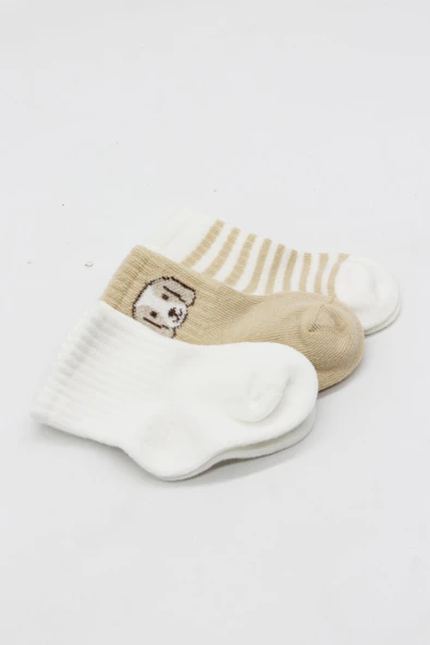 Bistyle Dog Boy 3'lü Penye Soket Çorap 10134 Ekru ürün görseli 1
