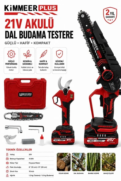 KİMMEER PLUS 2'li Set 50mm Bağ Makası ve Budama Testeresi Sarı ürün görseli 1