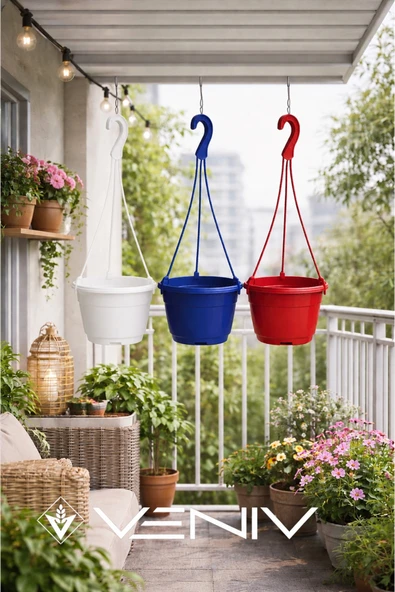 3 Adet Askılı Dekoratif Saksı - Askılar Dahil- 18 cm x 12 cm ürün görseli 1