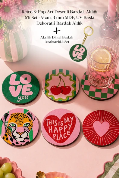 BYC TÜRKİYE Retro & Pop Art Bardak Altlığı 6'lı Set ürün görseli 1