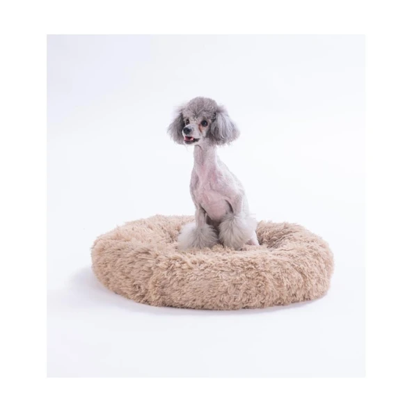 Pawstar Lüx Donut Kedi Köpek Yatağı Yıkanabilir Bej 45 cm ürün görseli 1