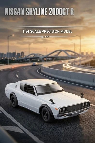 Maisto Lisanslı Metal 1973 Nissan Skyline 2000GT-R 1:24 Kapıları Açılabilir Oyuncak Model Araba ürün görseli 1