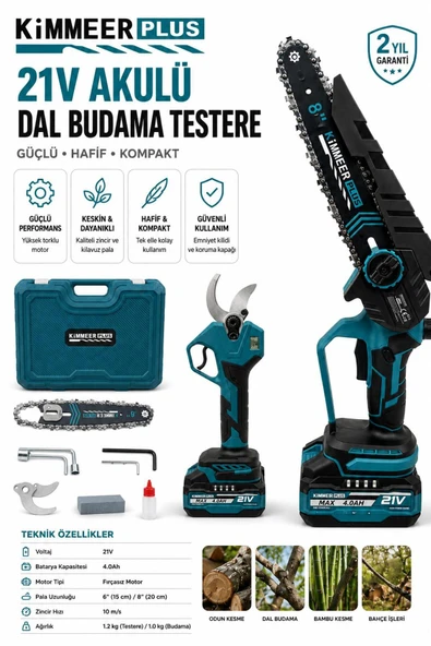 KİMMEER PLUS 2'li Set 50mm Bağ Makası ve Budama Testeresi Sarı ürün görseli 1