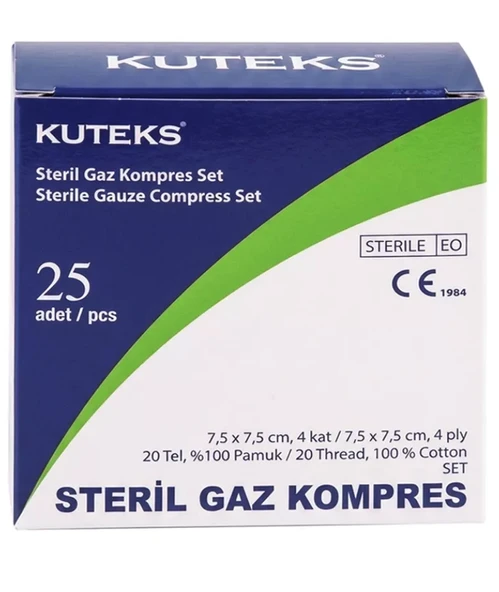Kuteks Gaz Kompres 7,5 x 7,5 cm 25’li (Ekonomik Ambalaj) ürün görseli 1