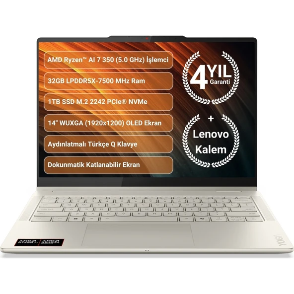 Yoga 7 2-In-1 14AKP10 Amd Ryzen Aı 7-350 32GB 1tb SSD 14"wuxga OLED Dokunmatik Feedos Copilot 83JR00ADTR ürün görseli 1