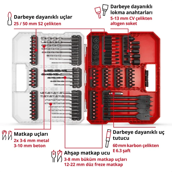 Einhell 49108798 95 Parça Darbeli Bits ve Matkap Ucu Seti - Resim 3