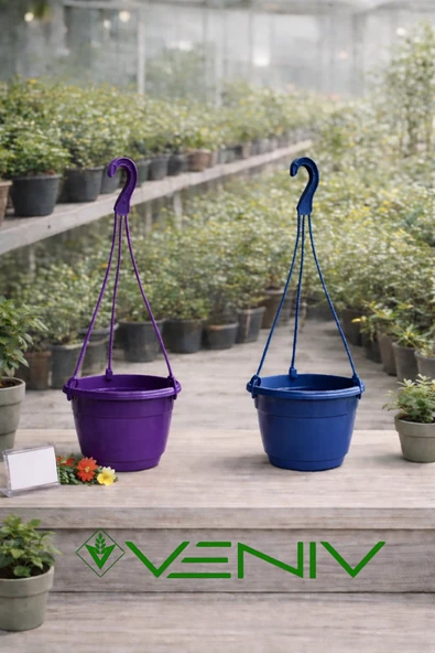 2 Adet Askılı Dekoratif Saksı 18 cm Çap Yükseklik 12 cm ürün görseli 1