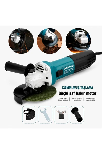 KİMMEER PLUS Devir Ayarlı Taşlama Makinesi 125 mm Mavi ürün görseli 1