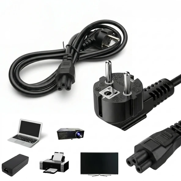 1.2 Metre Laptop Notebook Adaptör TV Monitör Yazıcı Uyumlu C5 Yonca Güç Kablosu 250V ürün görseli 1