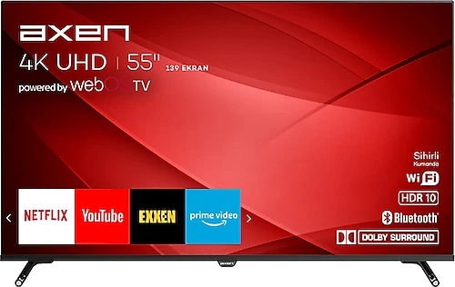 Axen AX55FIL243 4K Ultra HD 55" 140 Ekran Uydu Alıcılı webOS Smart LED TV ürün görseli 1