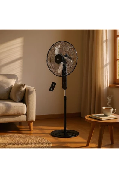 King Uzaktan Kumandalı 5 Metal Kanatlı 18İnç 110 Watt Zaman Ayarlı Ayaklı Vantilatör Sessiz-ESİNTİ KV1918 ürün görseli 1