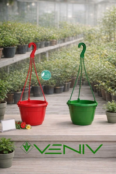 2 Adet Askılı Dekoratif Saksı 18 cm Çap Yükseklik 12 cm ürün görseli 1