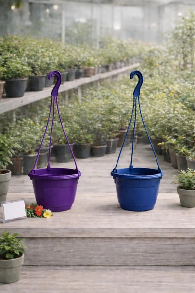 2 Adet Askılı Dekoratif Saksı 18 cm Çap Yükseklik 12 cm ürün görseli 1