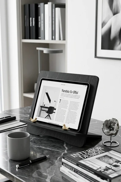 BYC TÜRKİYE Siyah Ahşap Kitap & Tablet Standı - Resim 2