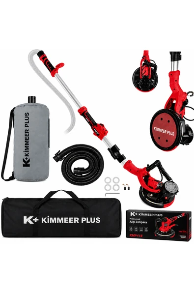 KİMMEER PLUS 360'Ledli 850W Pro Alçıpan Zımpara Makinası Toz Emmeli ürün görseli 1