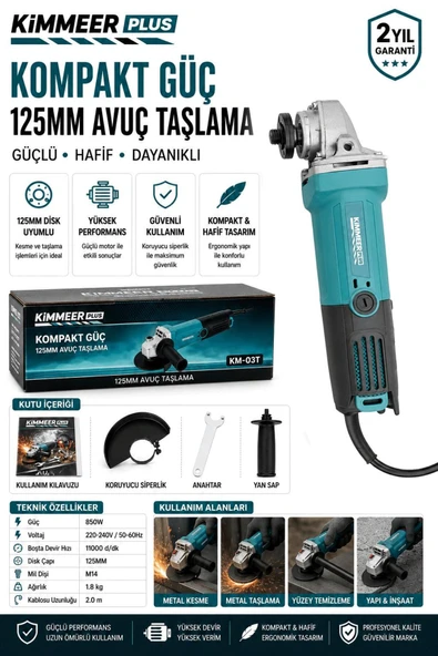 KİMMEER PLUS 720W Devir Ayarlı Taşlama Makinesi 125 mm ürün görseli 1