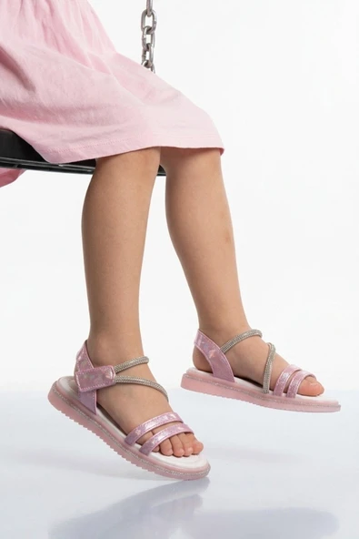 Ayakmod Pembe Cırtlı Hafif Ortopedik Kız Çocuk Sandalet 26A94 F ürün görseli 1