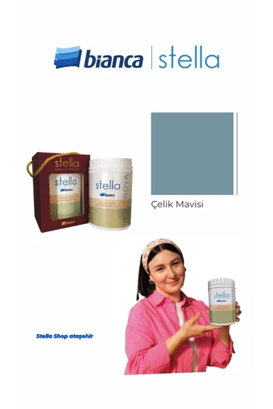 Bianca Stella Su Bazlı Saf Akrilik Boya 500ml - Çelik Mavisi Çelik Mavisi ürün görseli 1