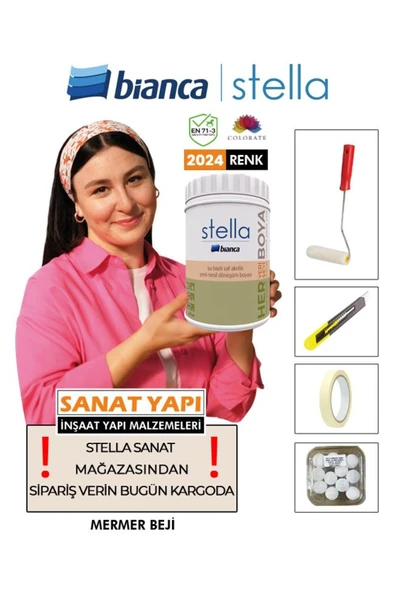 Bianca Stella Boya Tekli Set ( Yardımcı Ürünlerle ) Mermer Beji ürün görseli 1