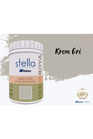 Bianca Stella Su Bazlı Saf Akrilik Boya 1 Litre Krom Gri ürün görseli 1