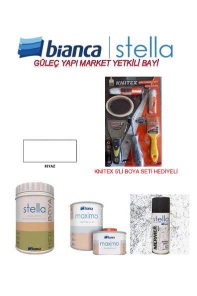 Bianca Stella Set "mutfak - Tuvalet Banyo - Fayans - Mobilya" Boyamak Için Knitex Boyama Seti Ile Birlikte Beyaz ürün görseli 1