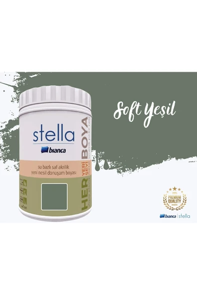 Bianca Stella Su Bazlı Saf Akrilik Boya 1 Litre Soft Yeşil ürün görseli 1