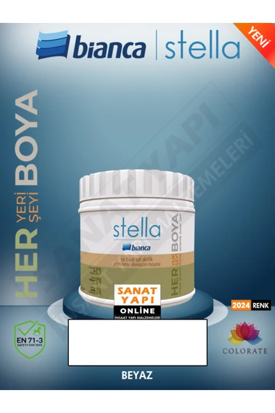 Bianca Stella 2024 Renk Yeni Su Bazlı Boyalar 500Ml Beyaz ürün görseli 1