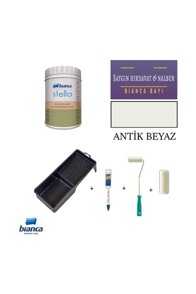 Bianca Stella Yeni Nesil Dönüşüm Boyası + Dolap Boyama Seti. Antik Beyaz ürün görseli 1