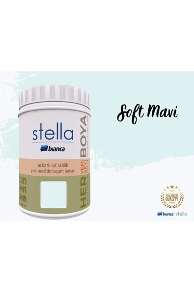 Bianca Stella Su Bazlı Saf Akrilik Boya 1 Litre Soft Mavi ürün görseli 1