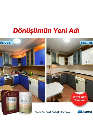 Bianca Stella Boya Yeni Nesil Yaşam Boyası 0,5 Lt Antik Beyaz /1020 Dolap Fayans Cam Plastik Ahşap Açık meşe ürün görseli 1