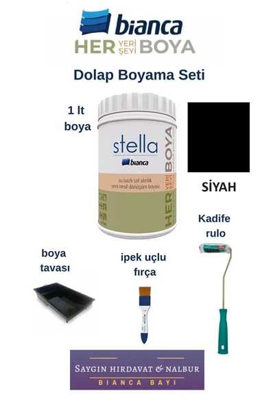Bianca Binca Stella Su Bazlı Akrilik Boya Dolap Boyama Seti Siyah ürün görseli 1