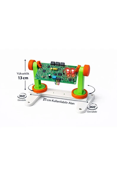 360 Derece Dönebilen PCB Tutucu 21 cm Ayarlı 13 cm Yükseklik Elektronik Kart Lehim Standı ürün görseli 1