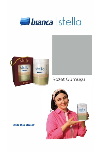 Bianca Stella Su Bazlı Saf Akrilik Boya 500ml - Rozet Gümüşü Rozet Gümüşü ürün görseli 1