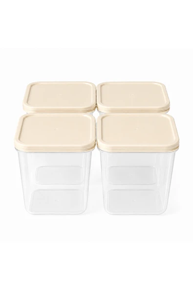 Aşkana 4’lü 2 Litre Saklama Kabı Seti 4 Litre Toplam Kapasiteli Erzak Kabı İç İçe Geçebilen Kapaklı Plastik Saklama Kutusu Mutfak Düzenleyici Pembe Krem Gümüş Gri ürün görseli 1