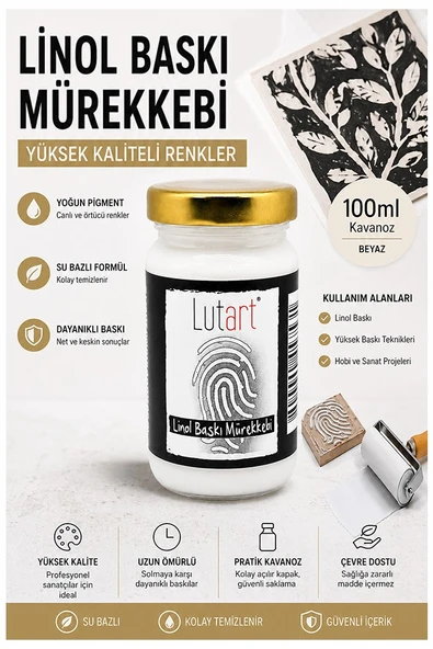 Beyaz Linol Mürekkebi 100 ml 1 Adet Lutart Linol Baskı Boya Mürekkebi Blok Baskı Sanat Su Bazlı Matbaa Mürekkebi Hobi ürün görseli 1