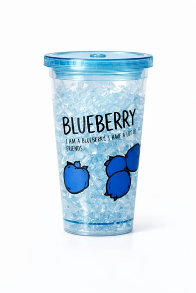 Aşkana Buzlu Kırık Cam Görünümlü Smoothie Bardağı,450ml,Sızdırmaz Kapaklı Soğuk İçecek Bardağı,BPA İçermez ürün görseli 1