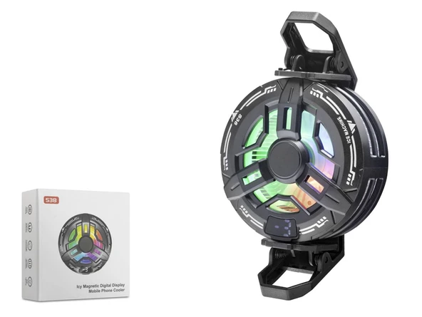 Manyetik Klipsli Telefon Soğutucu Fan Rgb Isı Göstergeli Siyah S38 ürün görseli 1