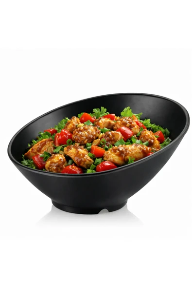 Aşkana Modern Asimetrik Kase Tabak 21 cm Siyah,Kırılmaz Dayanıklı Premium Bowl, Çorba Servis Kasesi Tabağı ürün görseli 1