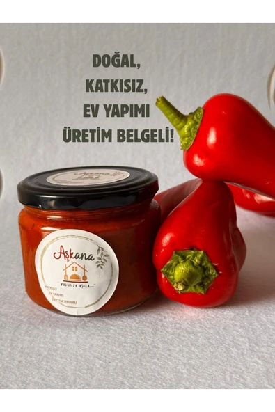 Aşkana Lutenitsa- Doğal, Katkısız, Ev Yapımı ve Üretim Belgeli Balkan Sosu, Kahvaltılık Sos-300 grX1 Adet ürün görseli 1