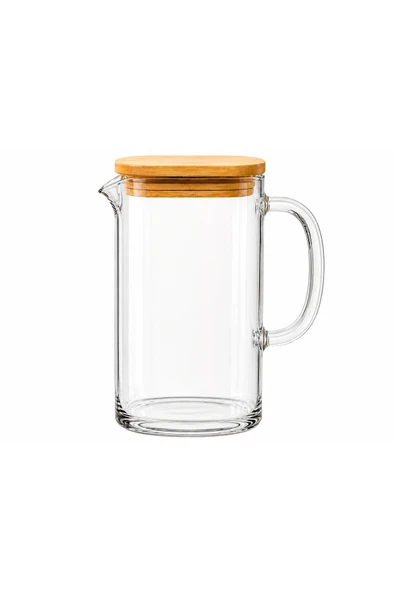 Aşkana Bambu Kapaklı Cam Sürahi 1,5 Litre,Isıya Dayanıklı Borosilikat Cam Sürahi, Limonata, Soğuk İçecek ve Sunum Sürahisi ürün görseli 1
