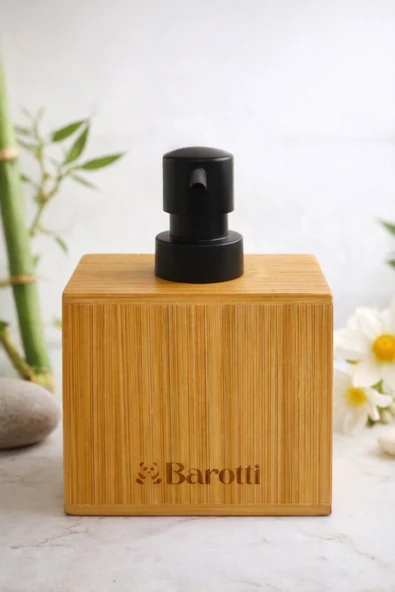 BAROTTİ Modern Doğal Görünümlü Bambu Dikdörtgen Sıvı Sabunluk, Losyonluk,Banyo ve Mutfak Sabunluğu ürün görseli 1