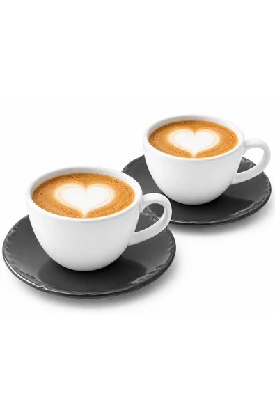 Aşkana El Yapımı Seramik Fincanı Takımı 2 Kişilik Tabaklı Fincan Seti,Çay,Kahve,Latte Kupası ürün görseli 1