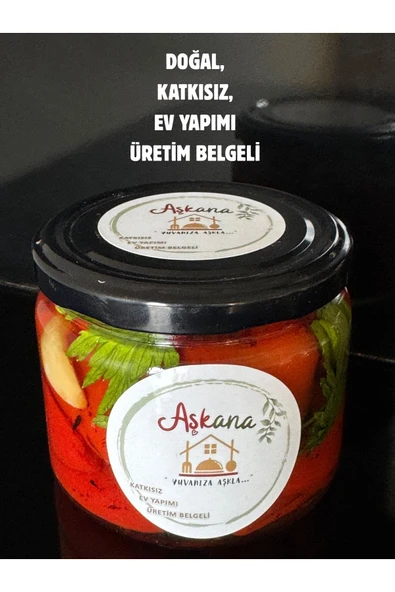 Aşkana Közlenmiş Kapya Biber 300g - Ev Yapımı Katkısız Hakiki Köz Ateşi Paprika Biber Konservesi ürün görseli 1