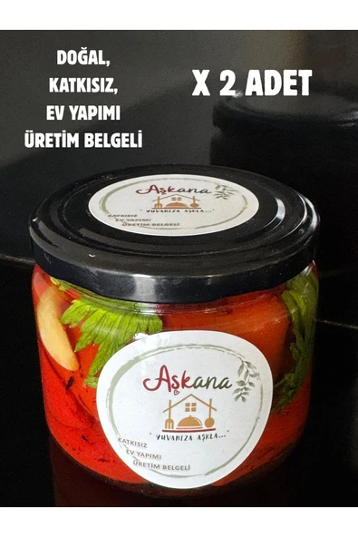 Aşkana Közlenmiş Kapya Biber 300g x 2 Adet - Ev Yapımı Katkısız Köz Biber Konservesi İkili Avantaj Seti ürün görseli 1