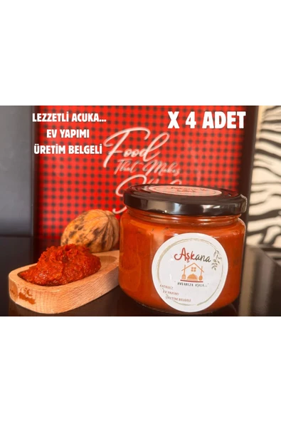 Aşkana Acuka 300g x 4 Adet - Karadeniz Usulü Ev Yapımı Katkısız Cevizli Kahvaltılık Sos Ekonomik Paket ürün görseli 1