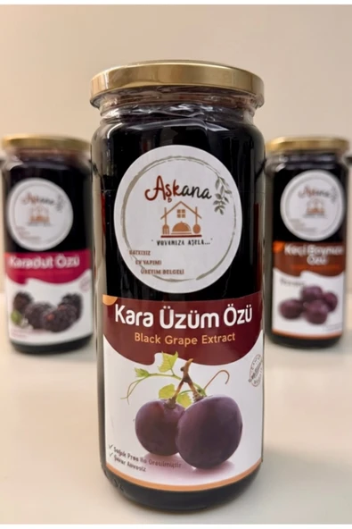 Aşkana Katkısız Kara Üzüm Özü, 640 g,Şekersiz,Soğuk Pres ile Üretim,%100 Kara Üzüm ürün görseli 1