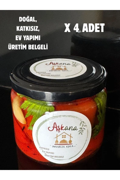 Aşkana Közlenmiş Kapya Biber 300g x 4 Adet - Ev Yapımı Katkısız Köz Biber Konservesi Ekonomik Paket ürün görseli 1