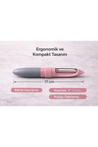 Aşkana 2’si 1 Arada Bıçaklı Soyacak,Sebze Meyve Soyucu+Kesme Bıçağı,BPA Free,Kapaklı Güvenli Tasarım ürün görseli 1