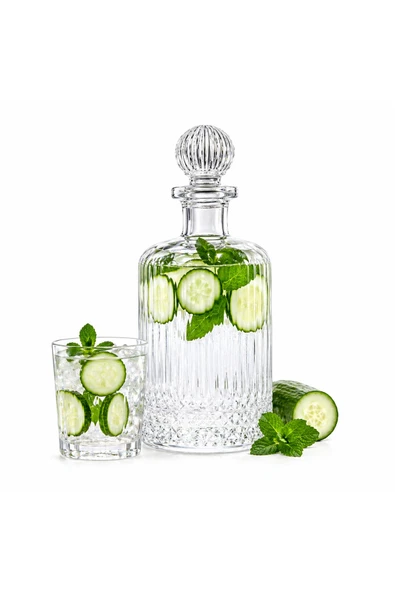 Aşkana Elysia Model Kapaklı Premium Şık Cam Karaf Sürahi,Şişe 1200 ml Kapaklı, 10,5x28 cm ürün görseli 1